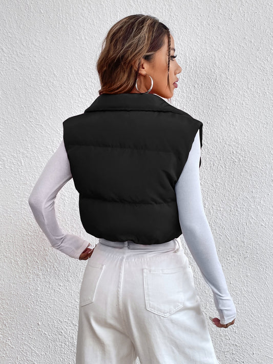 SHEIN EZwear Zipper Front Vest Padded Coat Black