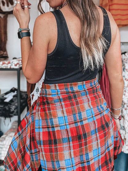 Women's Lightweight Red Checked Long Sleeve Shirt Jacket Tops - Casual Cardigan Outerwear, Ideal For Festivals And Parties, Button-Down Style, Versatile Layering Essential Red